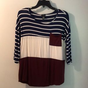 NWOT Rue 21 Block Pocketed 3/4 Sleeve Shirt